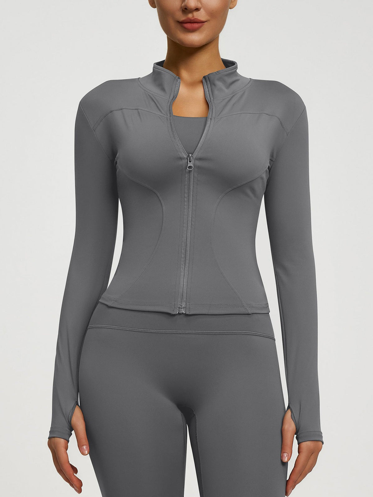 Yoga Zipper Sports Long Sleeve Fitted Running and Fitness Workout Jacket