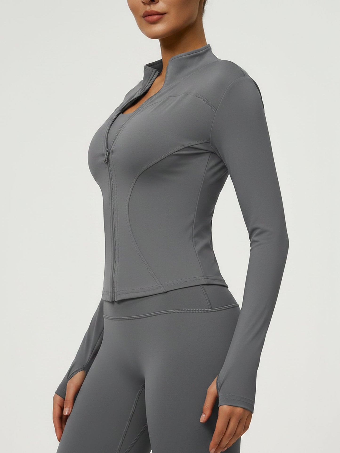 Yoga Zipper Sports Long Sleeve Fitted Running and Fitness Workout Jacket