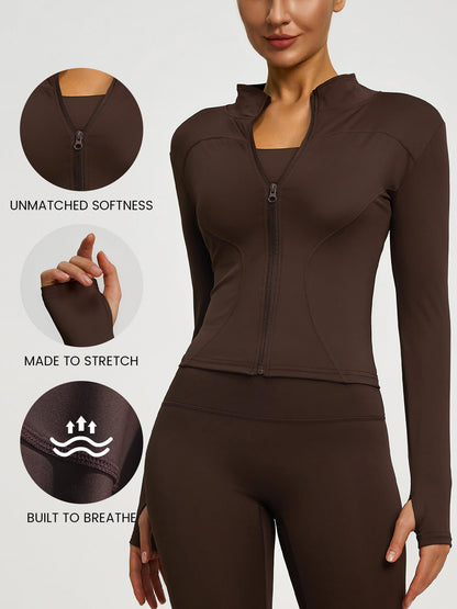 Yoga Zipper Sports Long Sleeve Fitted Running and Fitness Workout Jacket