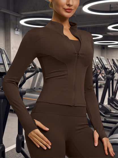 Yoga Zipper Sports Long Sleeve Fitted Running and Fitness Workout Jacket