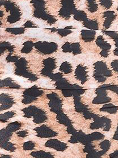 Beaded Leopard/Solid Color One-Piece Swimsuit