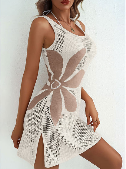 Crochet Floral Beachwear Bikini Cover Up