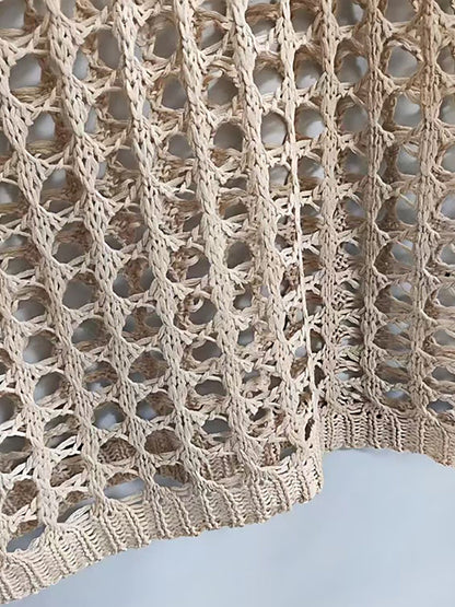 Crochet Long Sleeves Beachwear Cover-Up Top