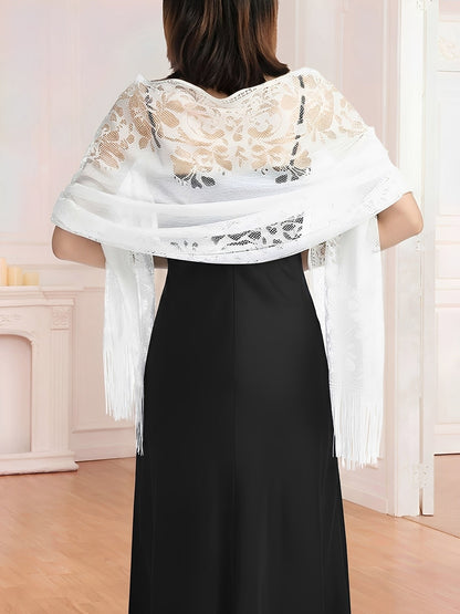 Evening Gown tasseled Lace Shawl/Scarf