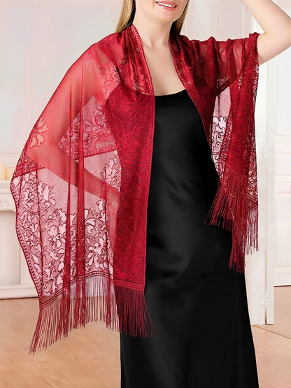 Evening Gown tasseled Lace Shawl/Scarf