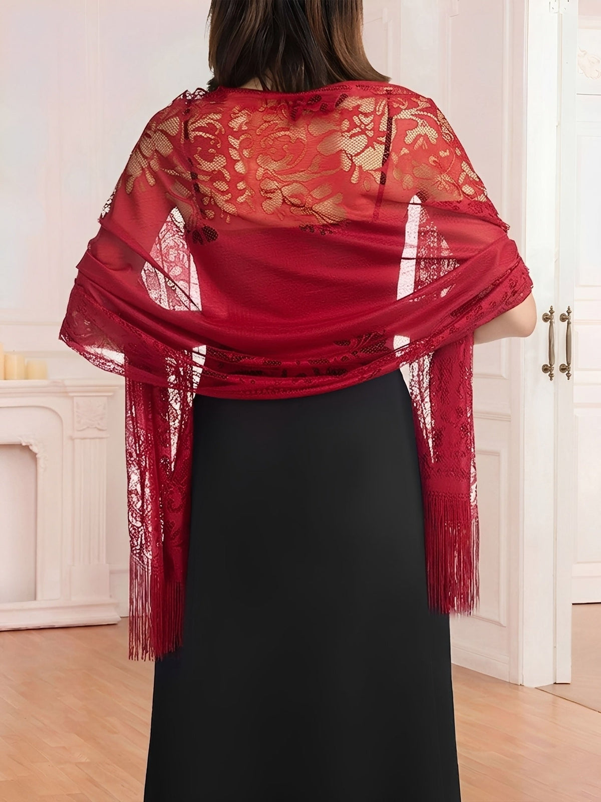 Evening Gown tasseled Lace Shawl/Scarf