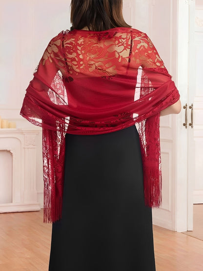 Evening Gown tasseled Lace Shawl/Scarf