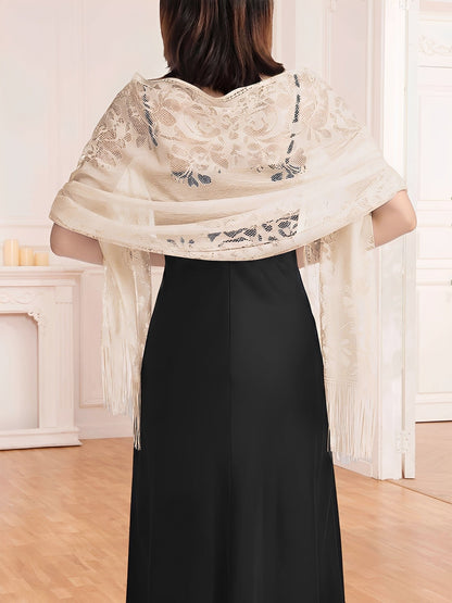 Evening Gown tasseled Lace Shawl/Scarf
