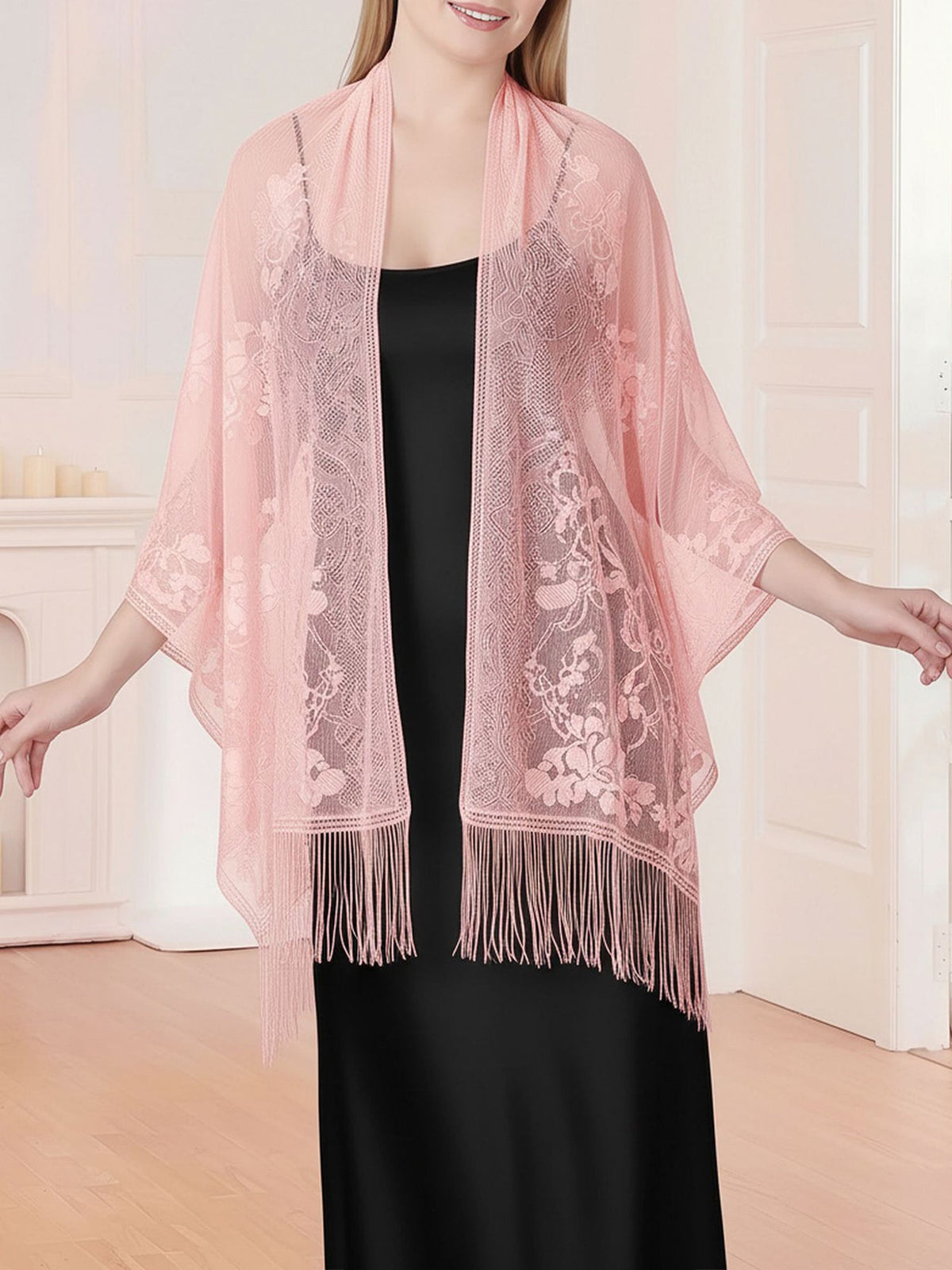 Evening Gown tasseled Lace Shawl/Scarf