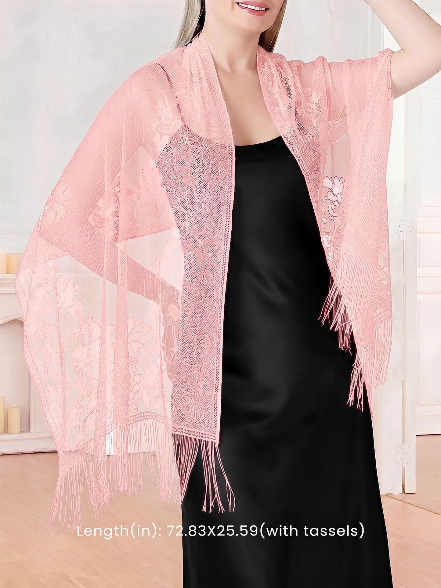 Evening Gown tasseled Lace Shawl/Scarf