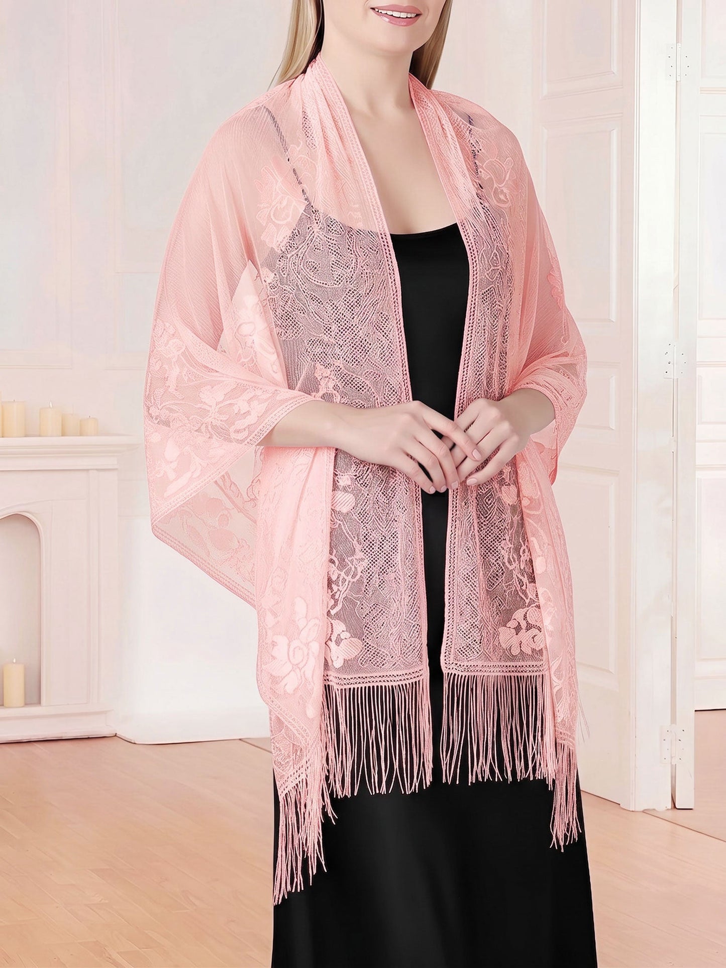 Evening Gown tasseled Lace Shawl/Scarf