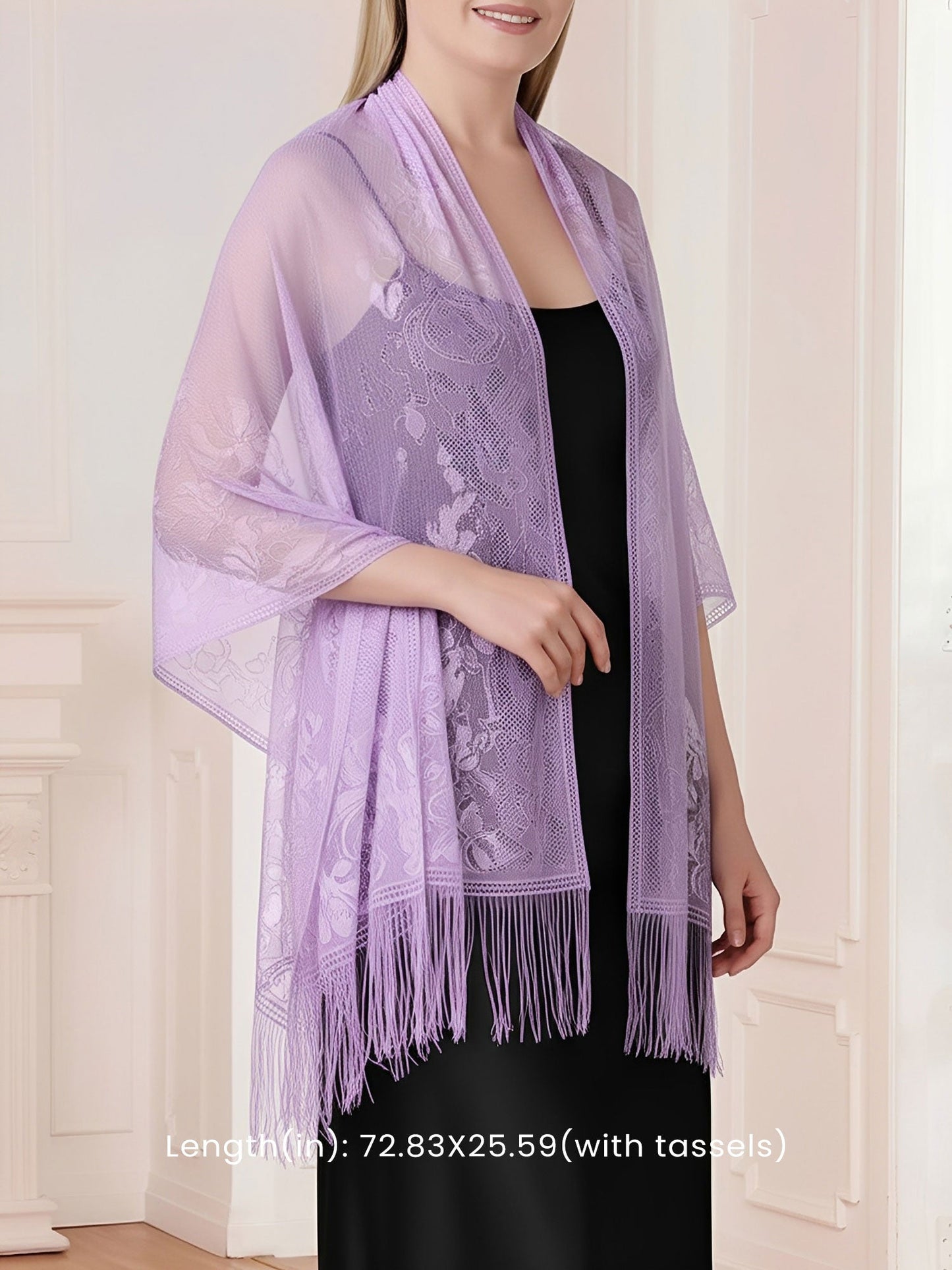 Evening Gown tasseled Lace Shawl/Scarf