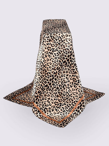 Leopard Print Satin Stylish Versatile Scarf