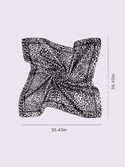 Leopard Print Satin Stylish Versatile Scarf