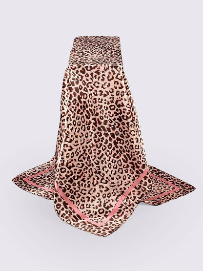 Leopard Print Satin Stylish Versatile Scarf