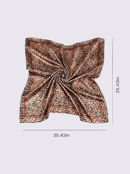 Leopard Print Satin Stylish Versatile Scarf