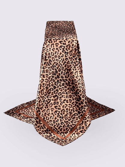 Leopard Print Satin Stylish Versatile Scarf