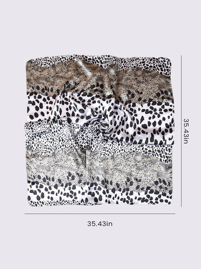 Leopard Print Satin Headscarf Square Scarf