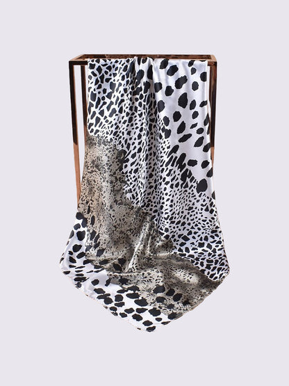 Leopard Print Satin Headscarf Square Scarf