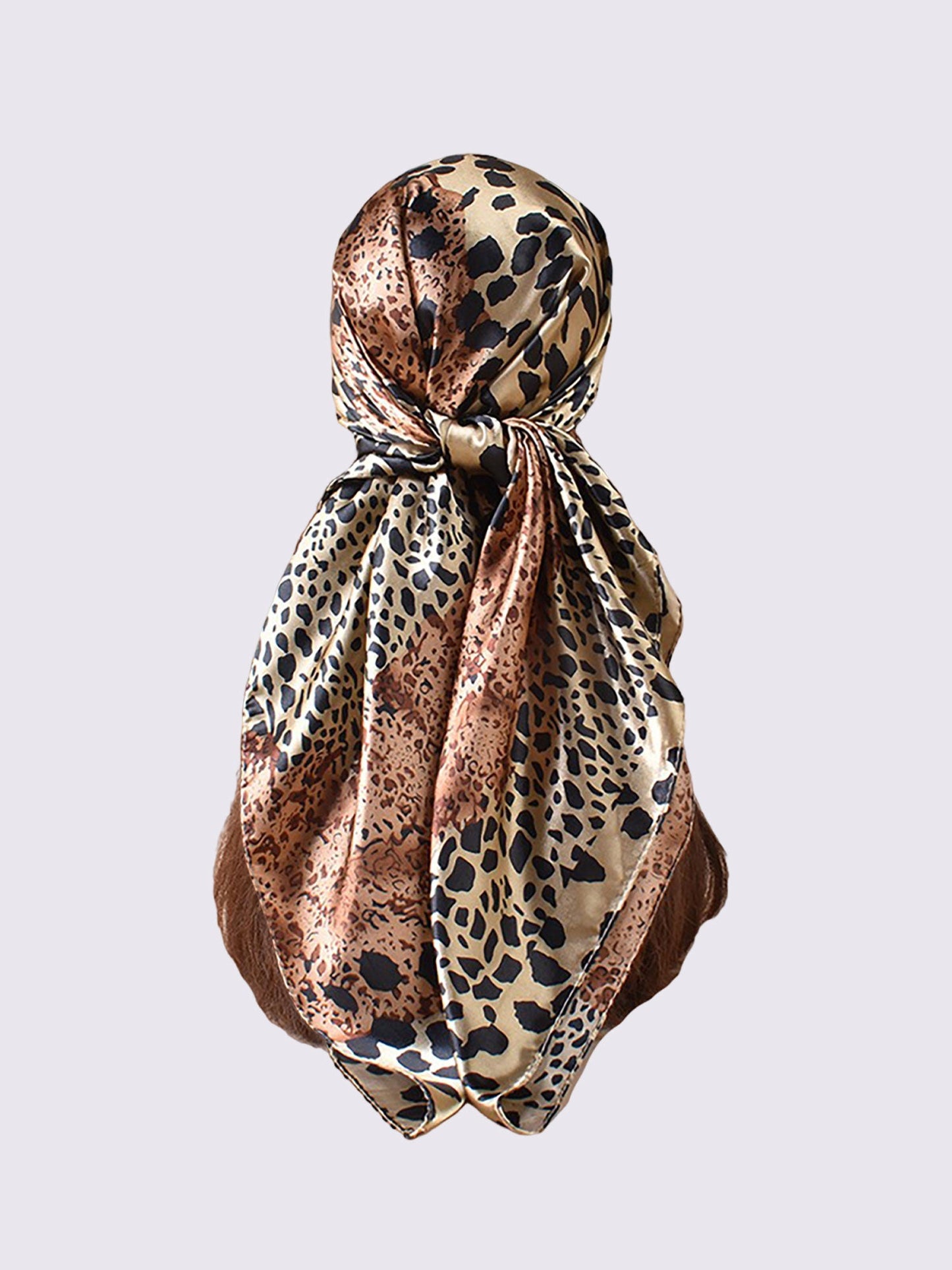 Leopard Print Satin Headscarf Square Scarf