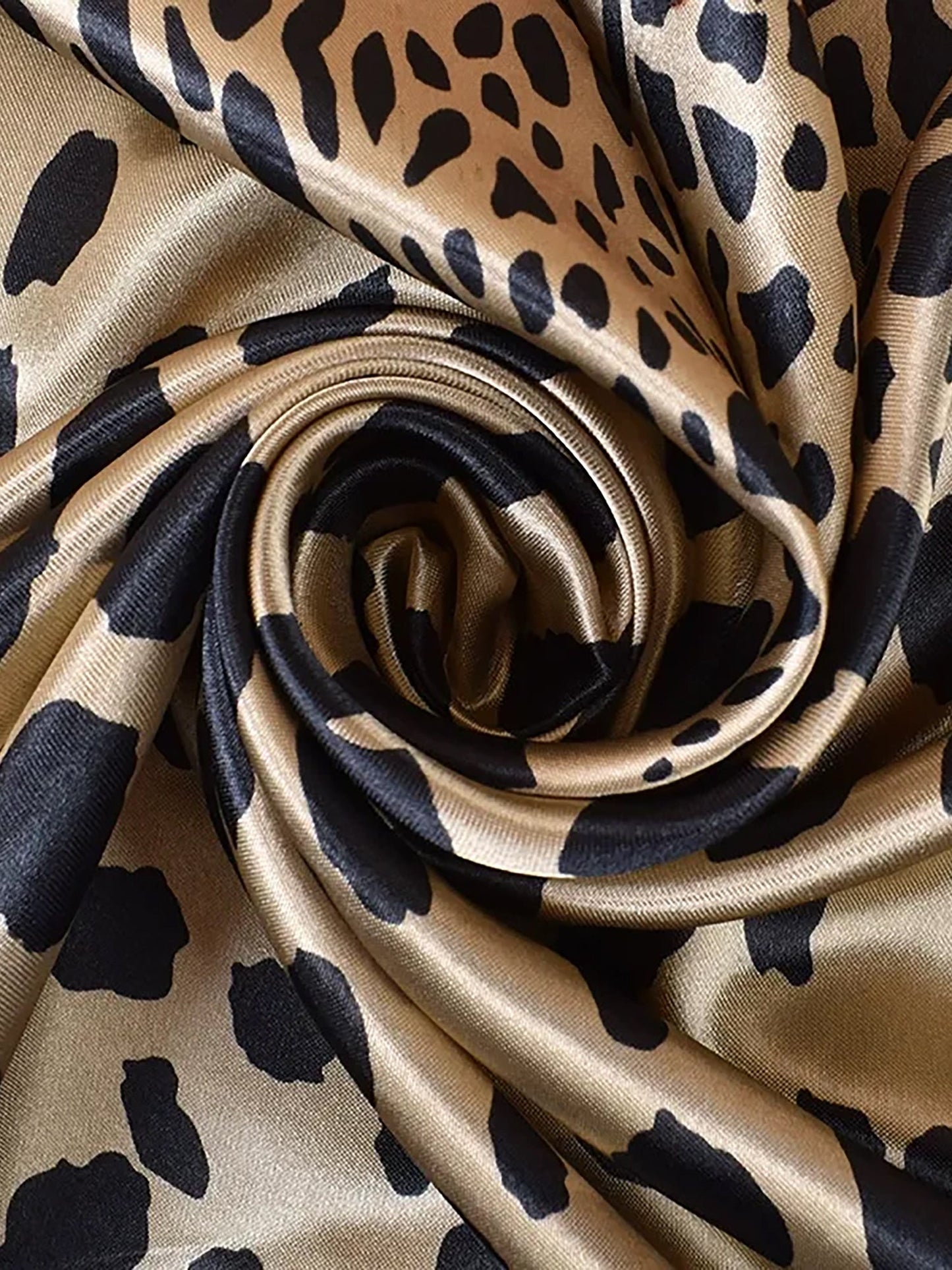 Leopard Print Satin Headscarf Square Scarf