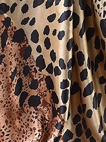 Leopard Print Satin Headscarf Square Scarf