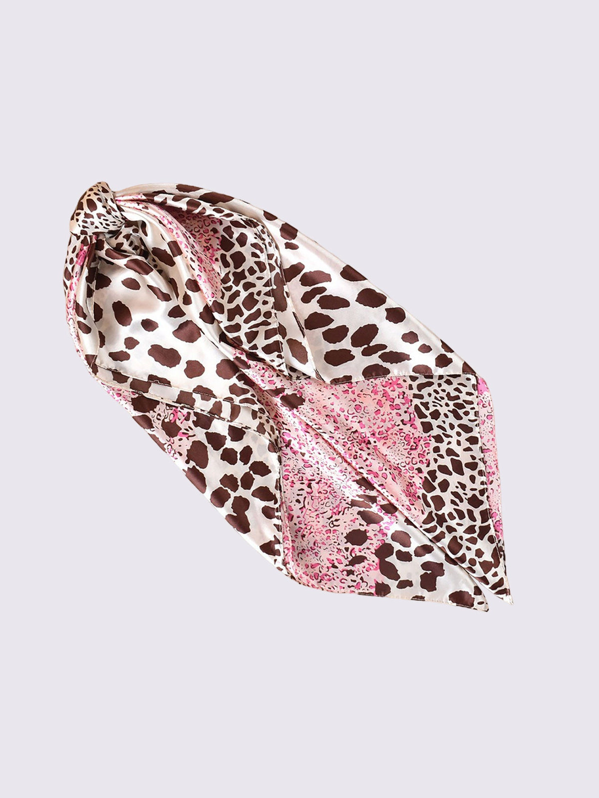 Leopard Print Satin Headscarf Square Scarf