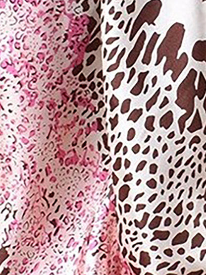 Leopard Print Satin Headscarf Square Scarf