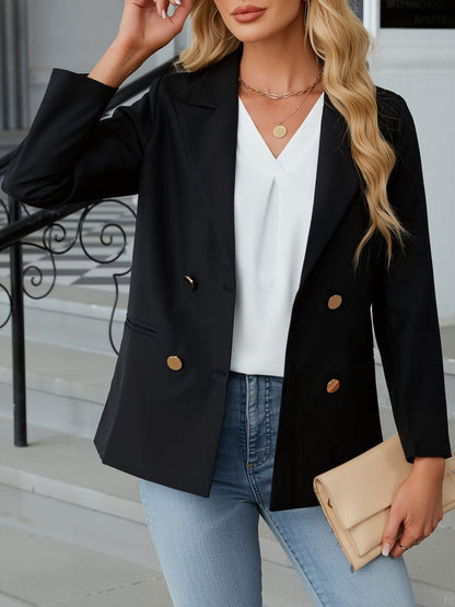 3/4 Sleeve V Neck Ruffled Sleeve Casual Chiffon Blouse