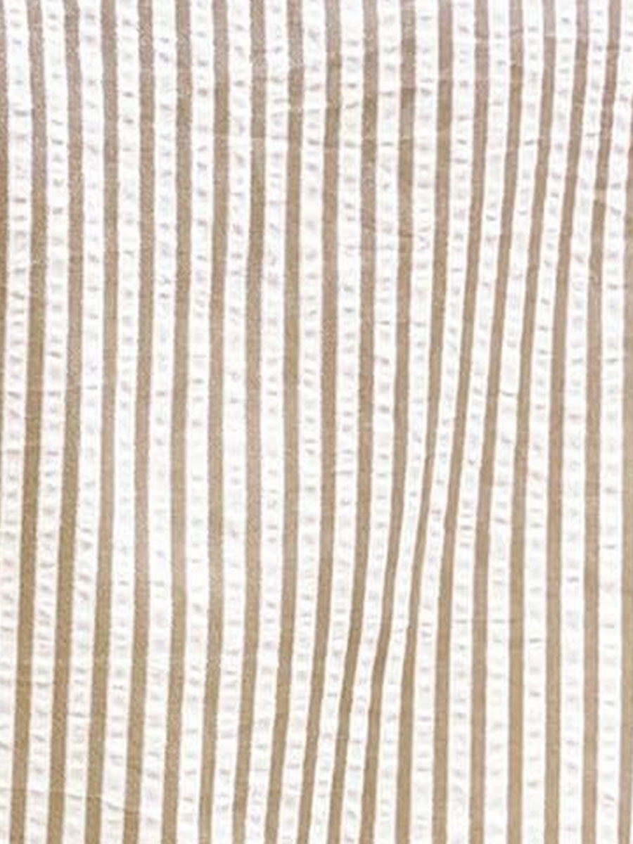 Notch Neck Striped Layered Cap Sleeve Blouse