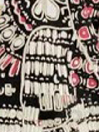 Casual V Neck Boho Printed Batwing Sleeve Resort Blouse