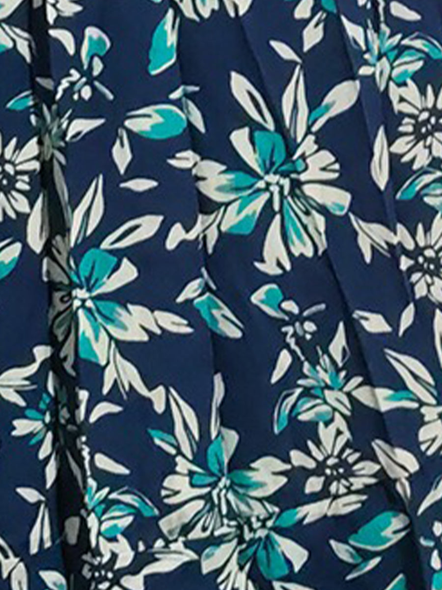 Floral Printed V Neck Slit Mid Sleeves Wrap Dress