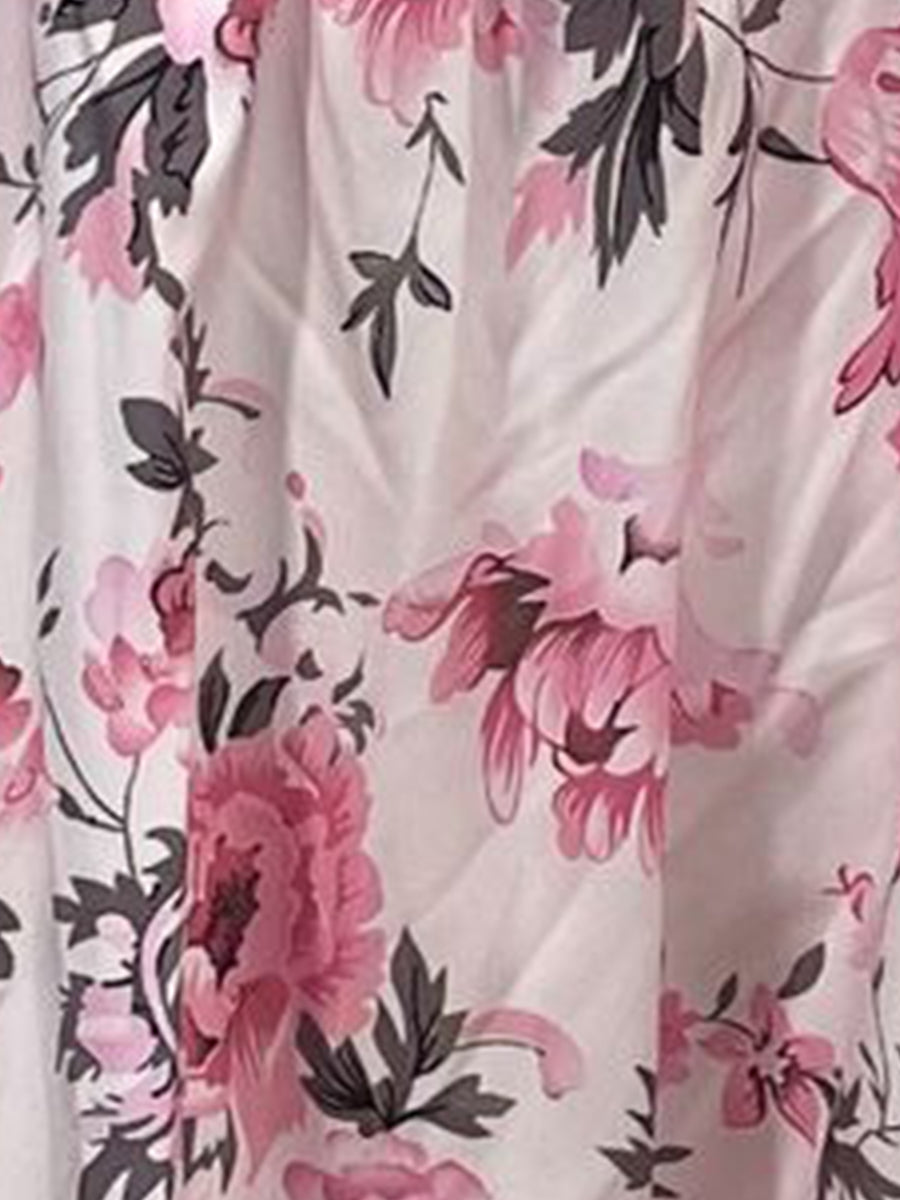 Floral Spaghetti Strapless Smocked Beach Vacation Dress