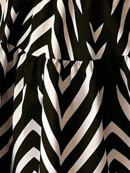 Graphic Halter Neck Sleeveless A-Line Mini Dress