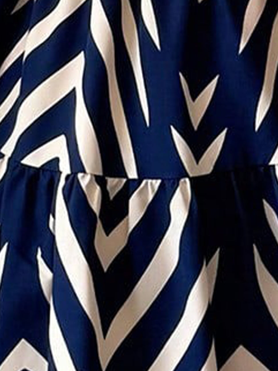 Graphic Halter Neck Sleeveless A-Line Mini Dress