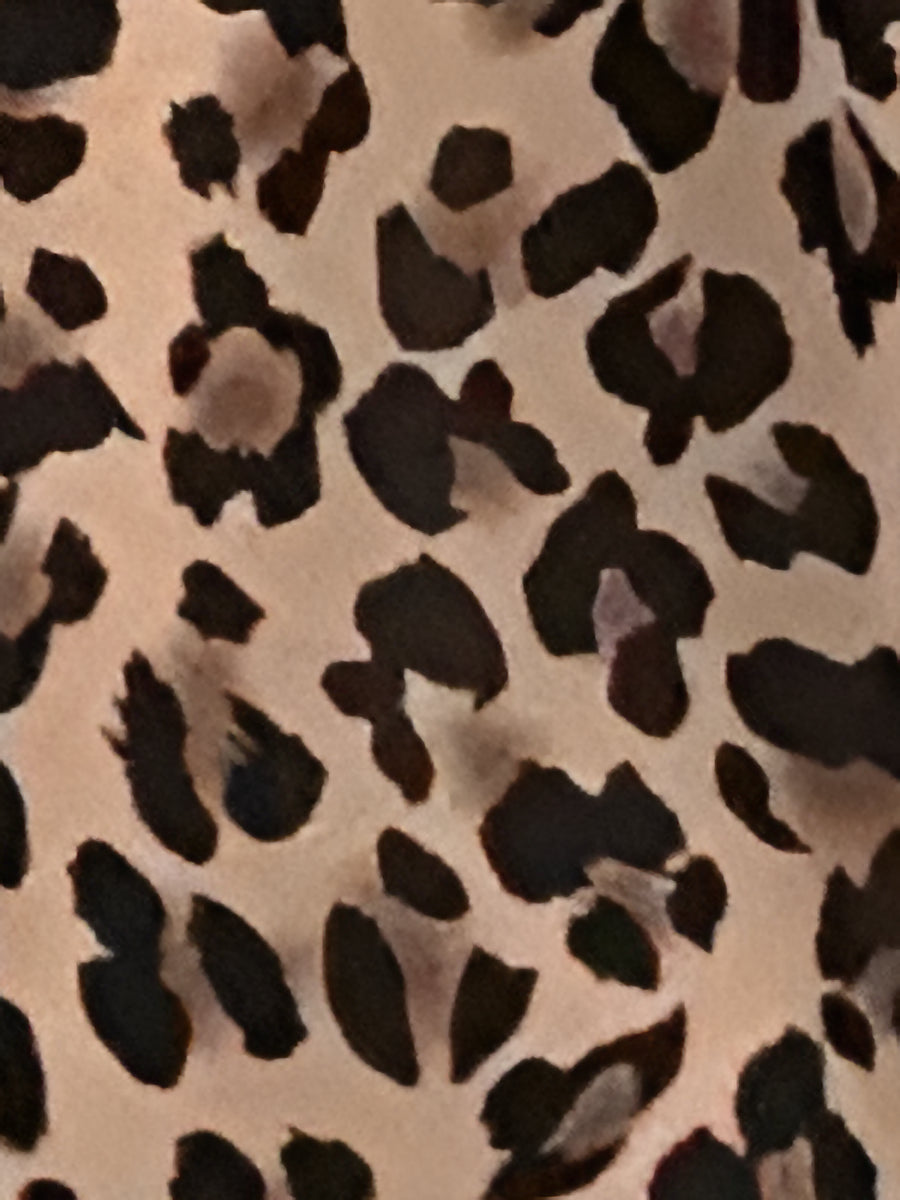 Leopard Floral V-Neck Cap Sleeves A-Line Dress