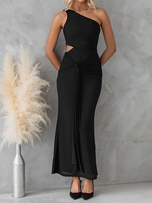 One Shoulder Cut-Out Sleeveless Bodycon Event Dress