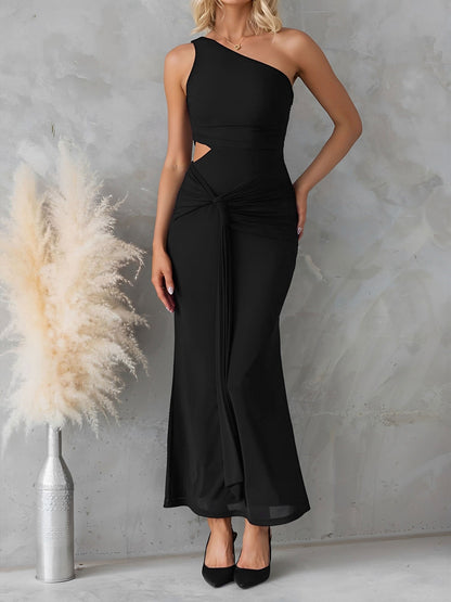 One Shoulder Cut-Out Sleeveless Bodycon Event Dress