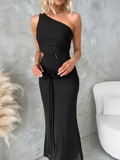 One Shoulder Cut-Out Sleeveless Bodycon Event Dress