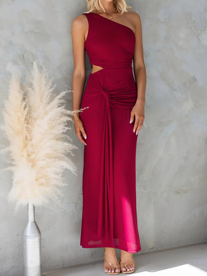 One Shoulder Cut-Out Sleeveless Bodycon Event Dress
