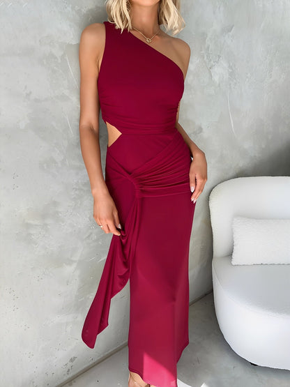 One Shoulder Cut-Out Sleeveless Bodycon Event Dress