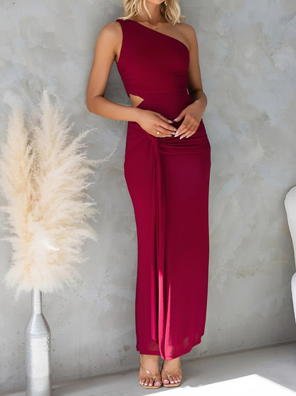 One Shoulder Cut-Out Sleeveless Bodycon Event Dress