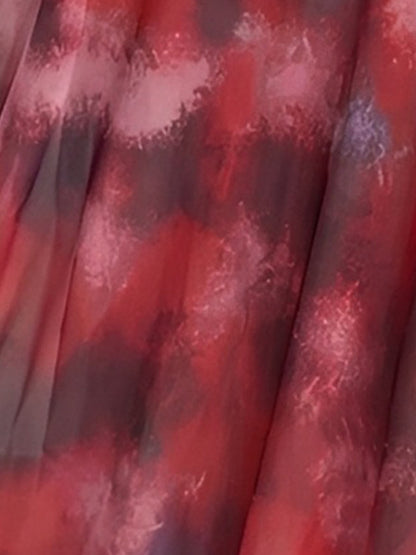 Printed Mesh One Shoulder Ruched Maxi A-Line Dress