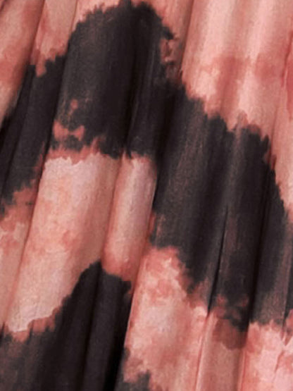 Printed Mesh One Shoulder Ruched Maxi A-Line Dress