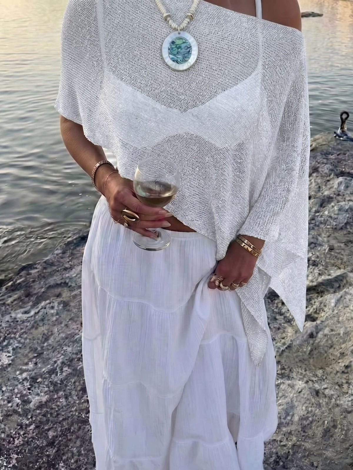 Versatile Semi-Sheer Knitted Casual Vacation Beachwear Cover Up