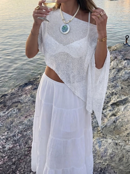 Versatile Semi-Sheer Knitted Casual Vacation Beachwear Cover Up