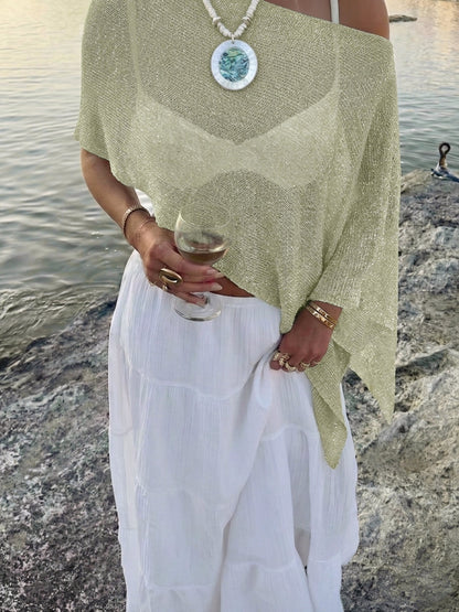 Versatile Semi-Sheer Knitted Casual Vacation Beachwear Cover Up