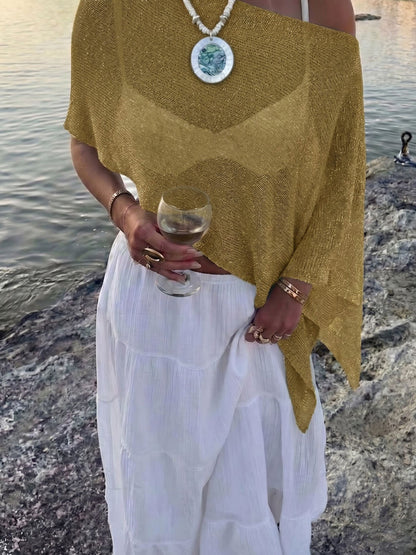 Versatile Semi-Sheer Knitted Casual Vacation Beachwear Cover Up