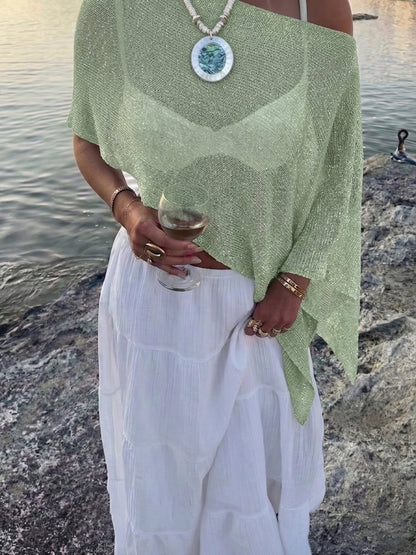Versatile Semi-Sheer Knitted Casual Vacation Beachwear Cover Up
