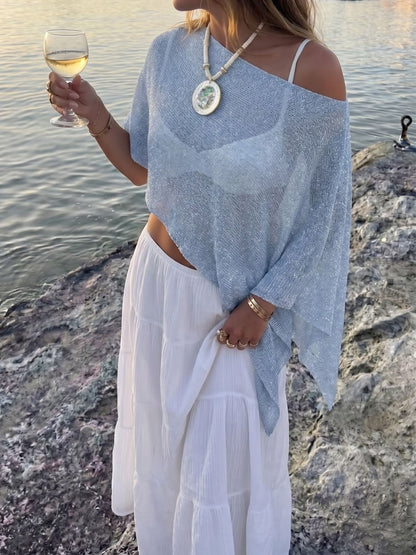 Versatile Semi-Sheer Knitted Casual Vacation Beachwear Cover Up